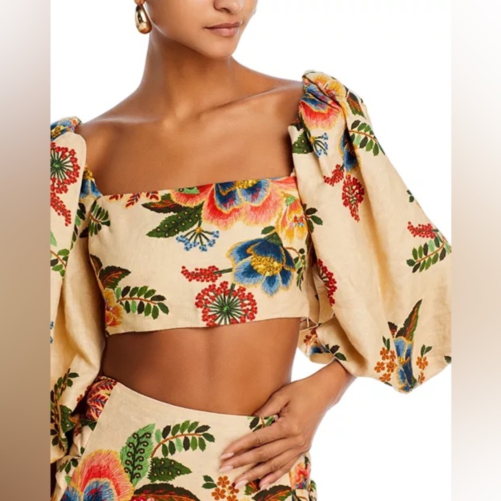 NWT Farm Rio linen floral top Small